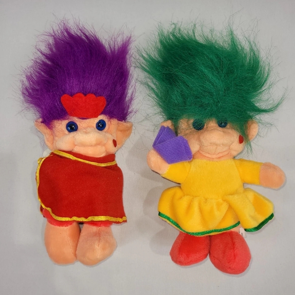 Pebble Trolls 1996 Vintage 9" Plush Stuffed Toy Set 2 Imperial Corp w Tags